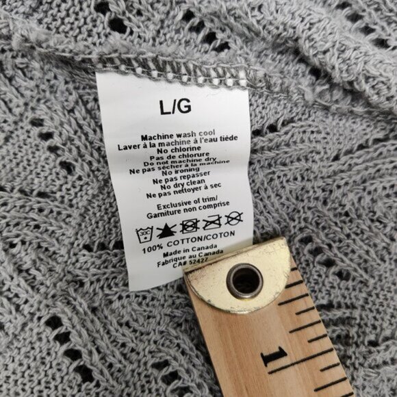 Foxxy Lady Women's Cardigan Size L Gray Cotton Knit Openwork Casual Resortwear - Picture 5 of 8